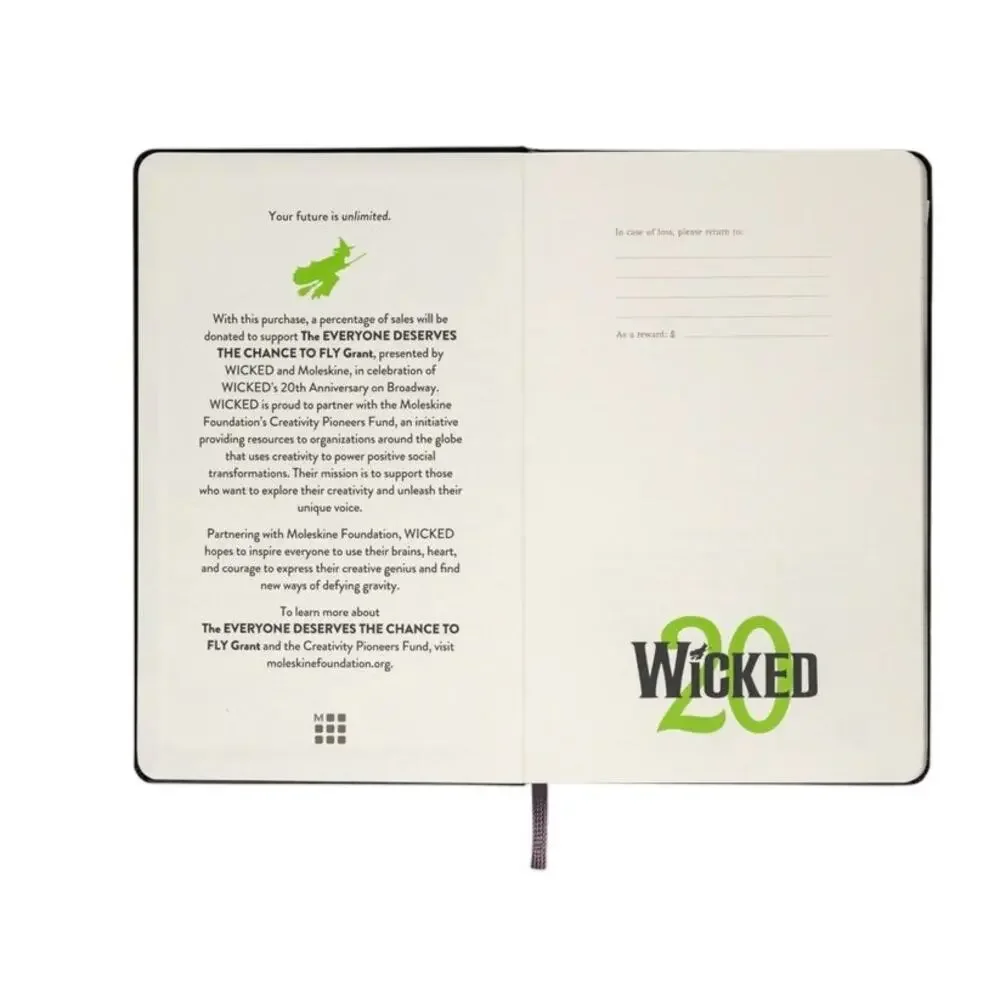 NWT Wicked's 20th Anniversary Moleskine Large Ruled Hardcover Notebook